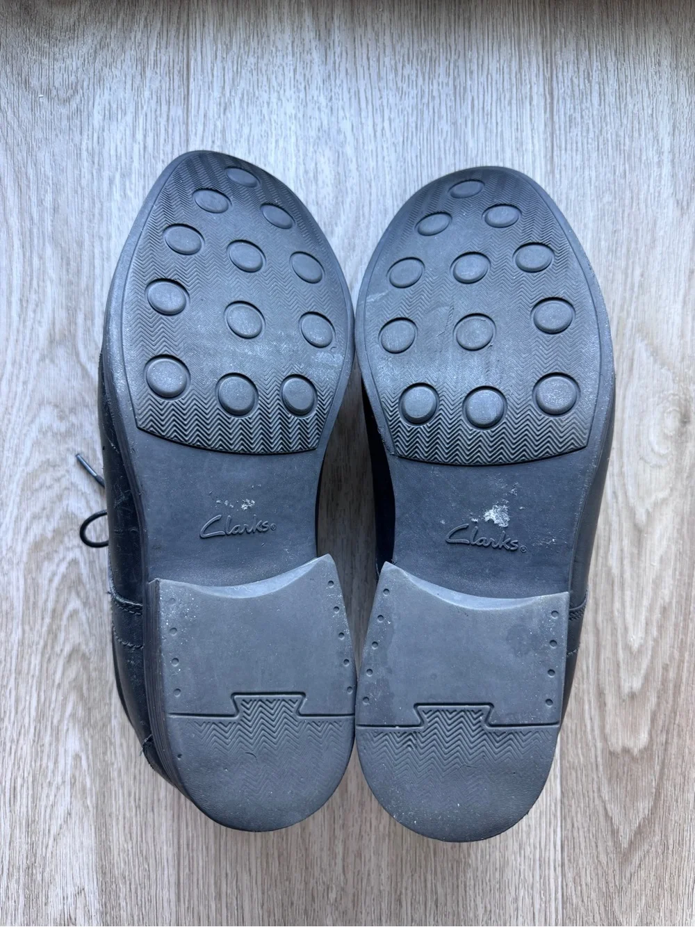 Clarks Black Leather Cap-Toe Derbys